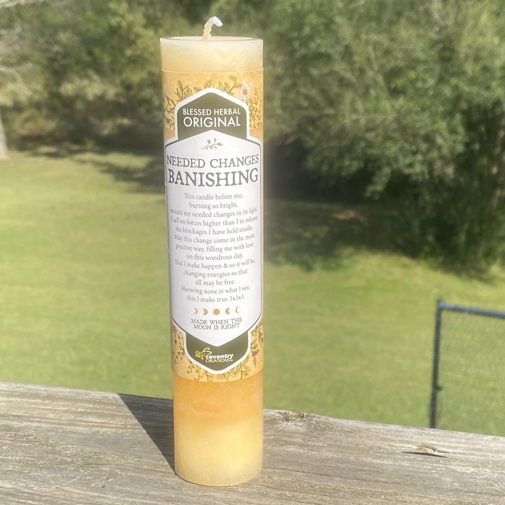 Needed Change Banishing Pillar Candle Coventry Creations Release Negativity USA